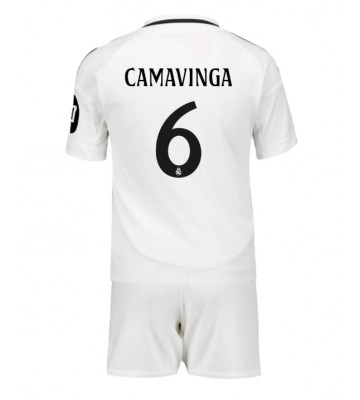 Real Madrid Eduardo Camavinga #6 Hemmakläder Barn 2024-25 Kortärmad (+ Korta byxor)